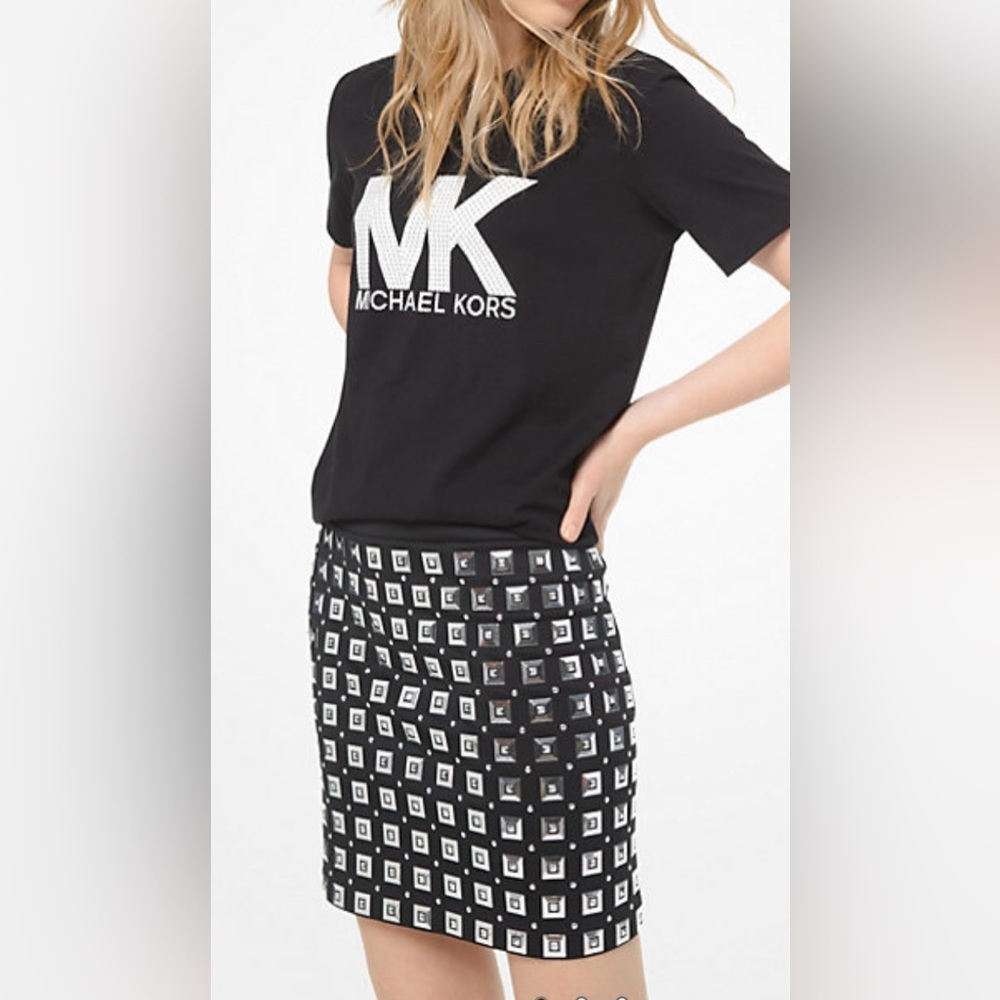 MICHAEL MICHAEL‎ KORS Mirror Embellished Scuba Skirt Sz Medium NWT! Women’s
